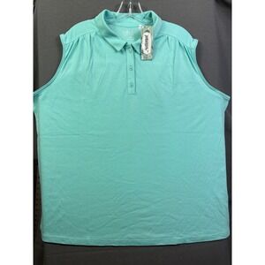 National UltraSofts Women 3X Sleeveless Polo Shirt Aqua Mint Green Knit Top NWT